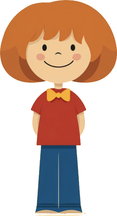 Lily, a cheerful young girl with orange hair