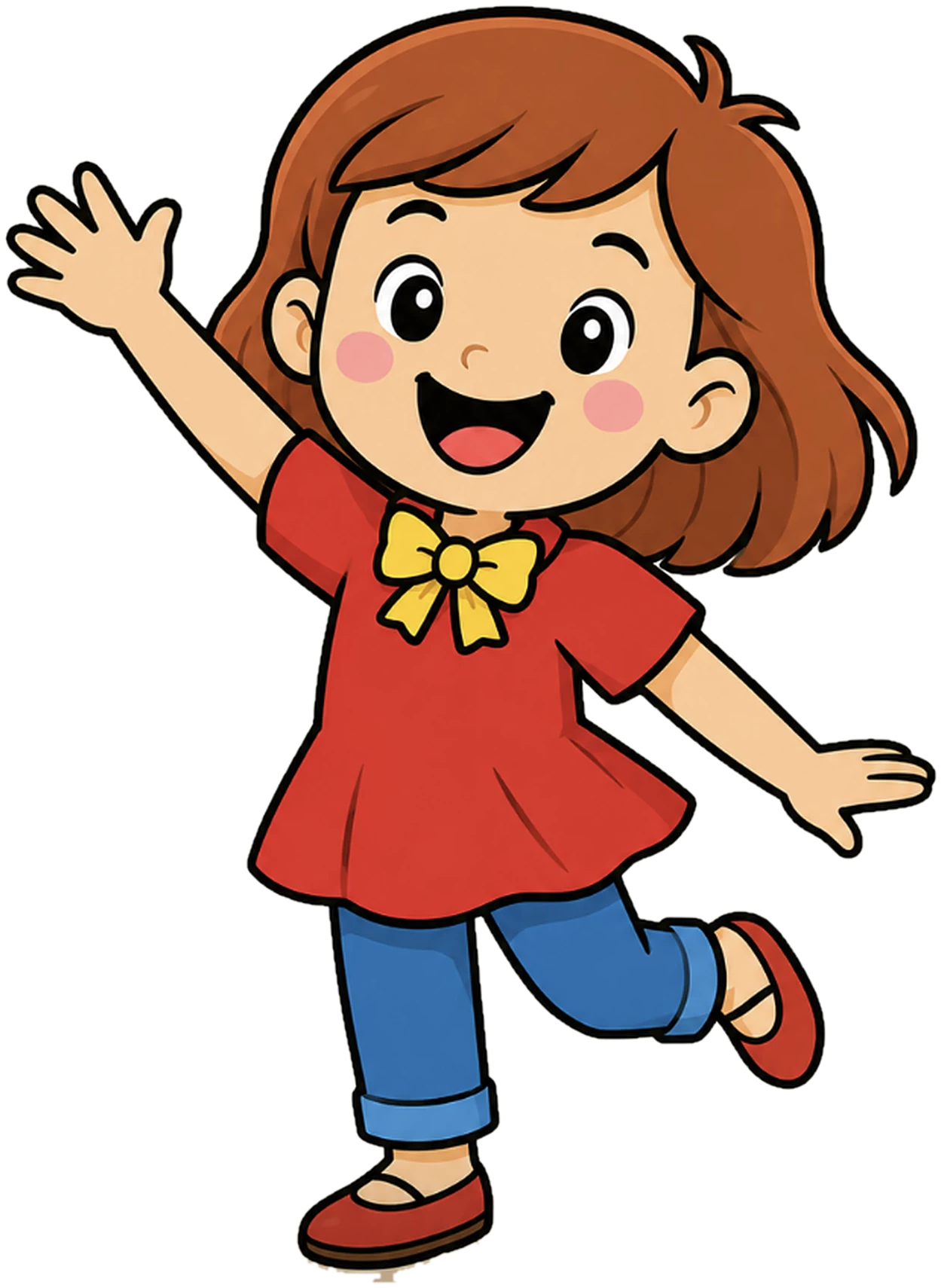 Lily, a cheerful young girl with orange hair
